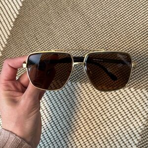 Dupe Gold and Brown Square Aviator Sunglasses 🤎✨